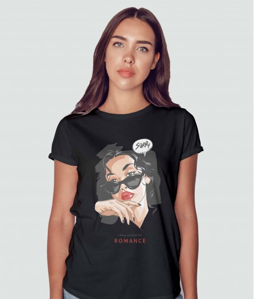 Дамска тениска с щампа Арт No time for ROMANCE - TShirtArtShop.com
